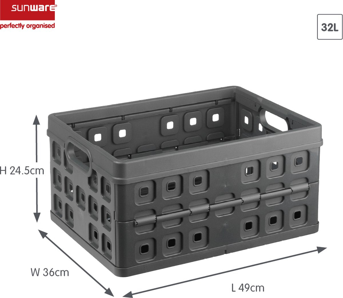 Sunware Square Vouwkrat 32L Antraciet