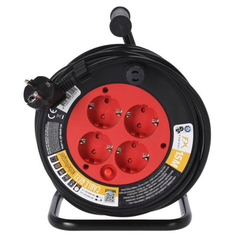 Kabelhaspel 15 Meter 4-Voudig IP20