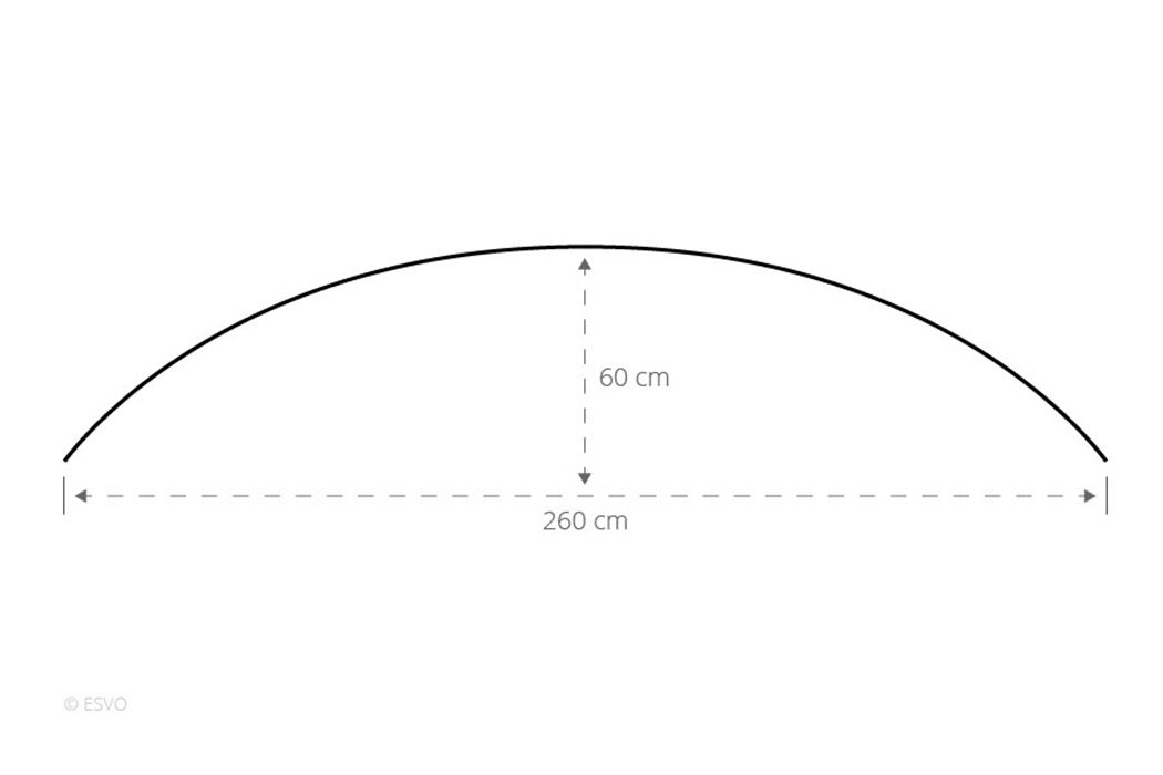 ESVO Gebogen Mistral 300 Met 2 Smalle Ramen Windscherm