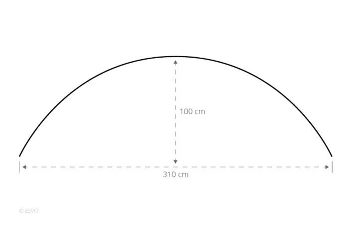 ESVO Gebogen Mistral 395 Met 3 Smalle Ramen Windscherm