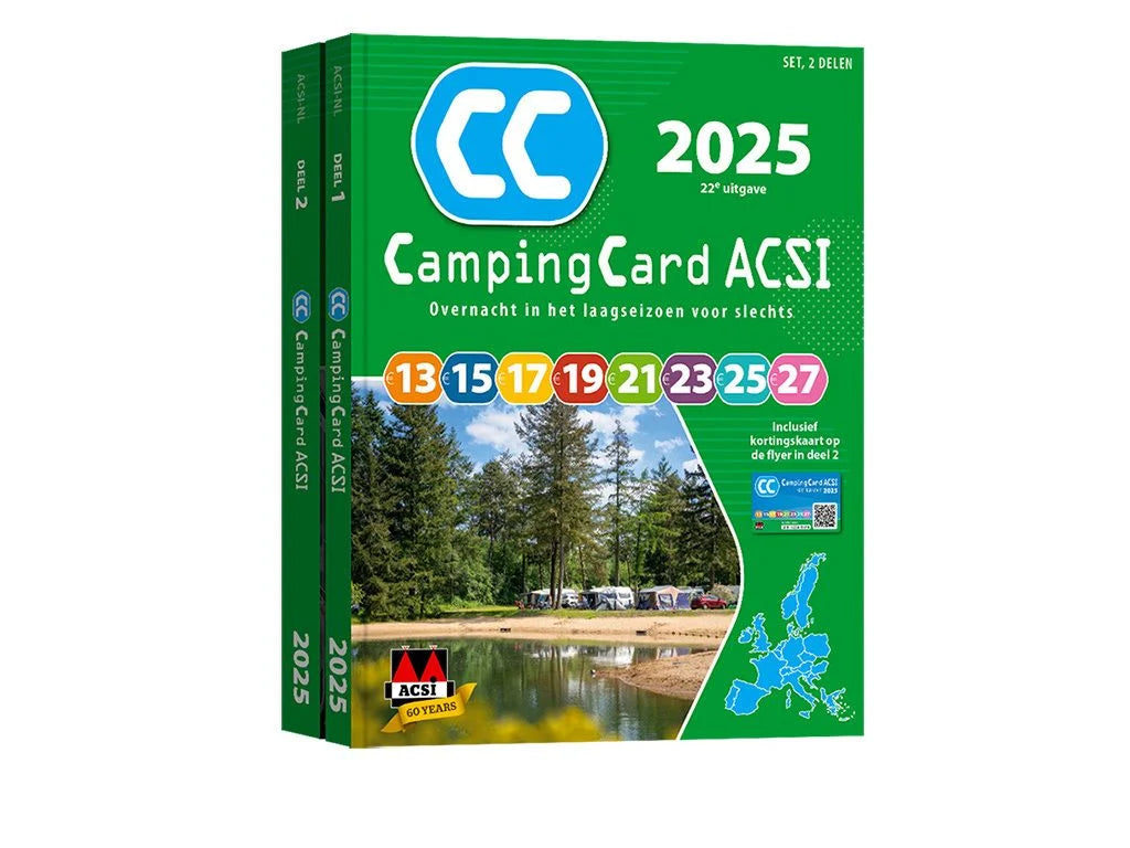 De ACSI 2025 CampingCard Kortingskaart is voorzien van alle campings. CampingCard ACSI is uitsluitend geldig in het voor- en naseizoen.