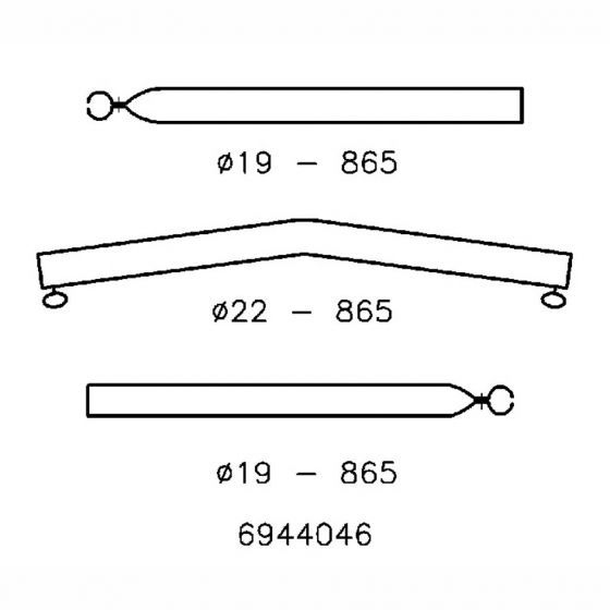Campking Daksteun Gebogen 22/19mm 170-250cm (D)